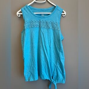 Aqua Tank with crochet detail